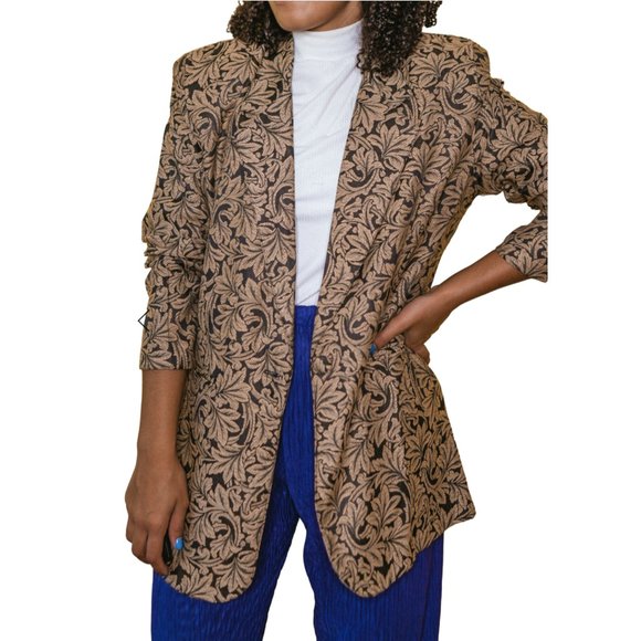 Nina K - David Cline Vintage '80s-'90s Brocade Jacquard Blazer size M - Picture 6 of 13